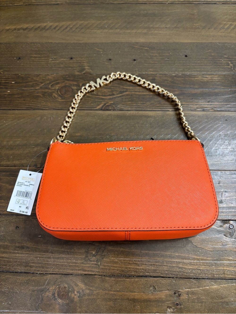 Michael Kors Small Chain Pouchette Leather Shoulder Bag